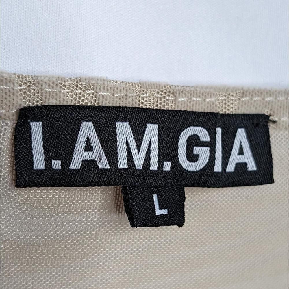 I.am.gia Amina Dress Asymmetrical Plunge Neck Tan Size L - Picture 4 of 7